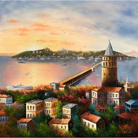 Galatadan Bir Gün Yağlı Boya Tablosu