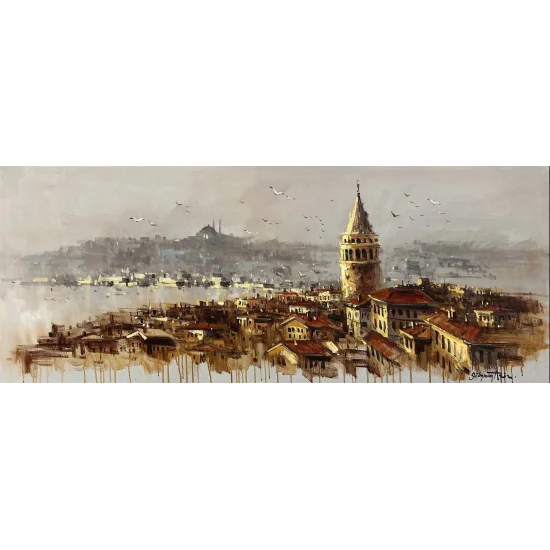 Watching Galata Tower Oil Painting