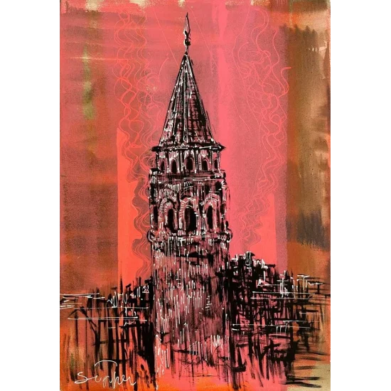 Lines of Galata Tower Oil Painting | Simurg Art Gallery