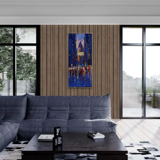 Oil Painting of Galata Tower at Night