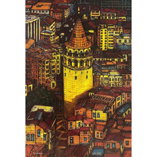Galatanın Işığında İstanbul Yağlı Boya Tablosu