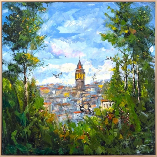 Galatanın Manzarası Yağlı Boya Tablosu