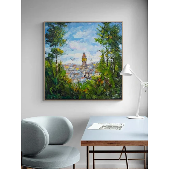 Galatanın Manzarası Yağlı Boya Tablosu