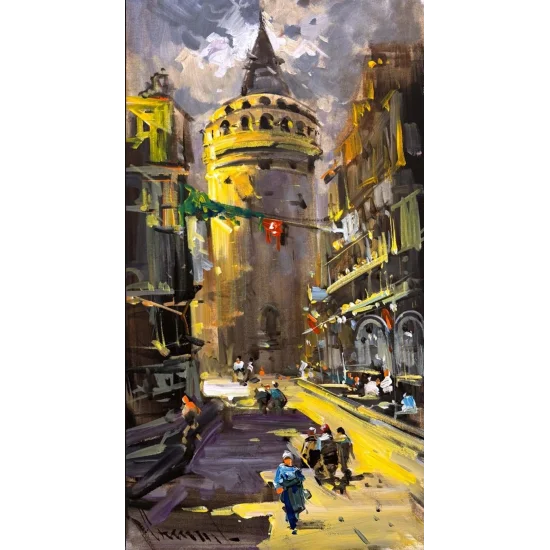 Galatanın Yanında Yağlı Boya Tablosu