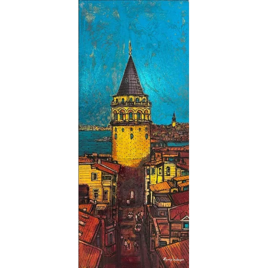 Galata ve Boğazın Sesi Yağlı Boya Tablosu