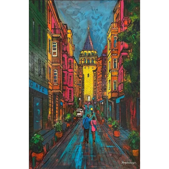 A Day in Galata Oil Painting
