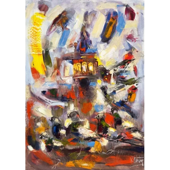 Galata’nın Sessiz Tanıkları Yağlı Boya Tablosu