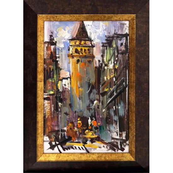 Galata’ya Çıkan Sokak Yağlı Boya Tablosu