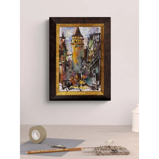 Galata’ya Çıkan Sokak Yağlı Boya Tablosu