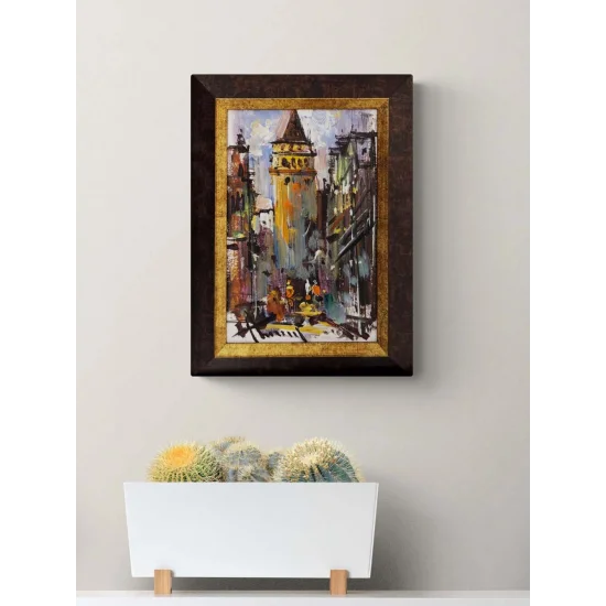 Galata’ya Çıkan Sokak Yağlı Boya Tablosu