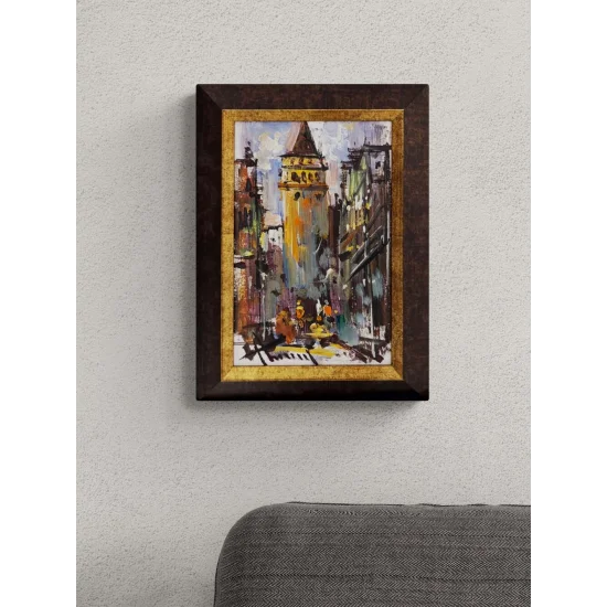 Galata’ya Çıkan Sokak Yağlı Boya Tablosu