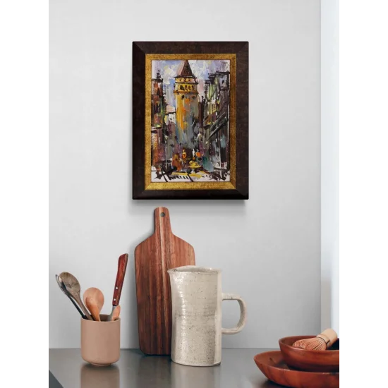 Galata’ya Çıkan Sokak Yağlı Boya Tablosu
