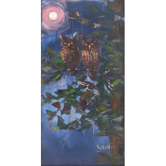 Gece Baykuşlar Yağlı Boya Tablosu