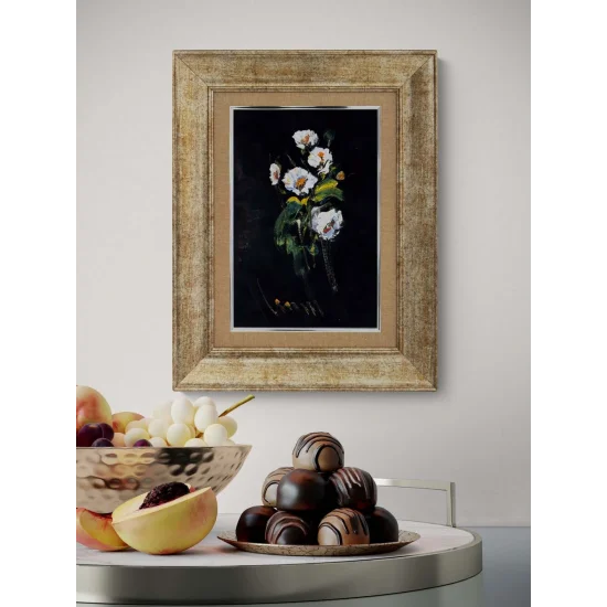 Gecenin İçinde Çiçekler Yağlı Boya Tablosu