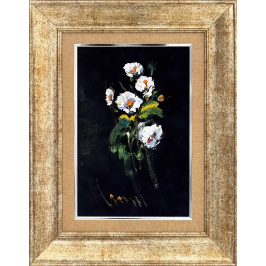 Gecenin İçinde Çiçekler Yağlı Boya Tablosu