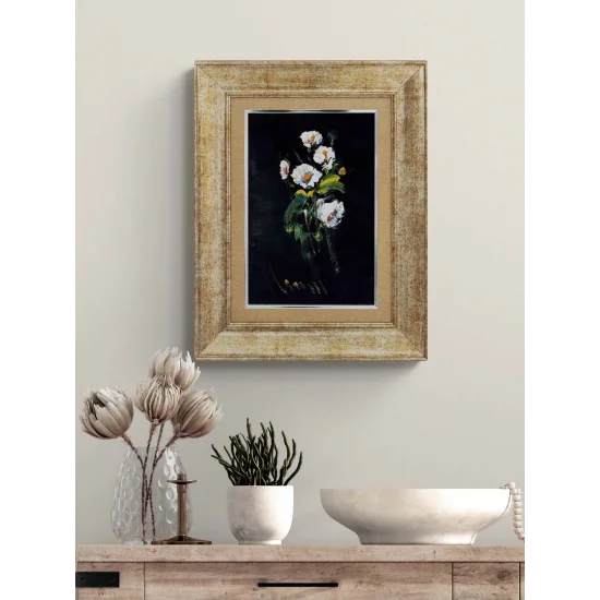 Gecenin İçinde Çiçekler Yağlı Boya Tablosu