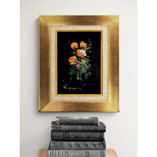 Gecenin Kalbinde Çiçek Yağlı Boya Tablosu