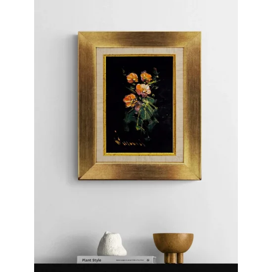 Gecenin Kalbinde Çiçek Yağlı Boya Tablosu