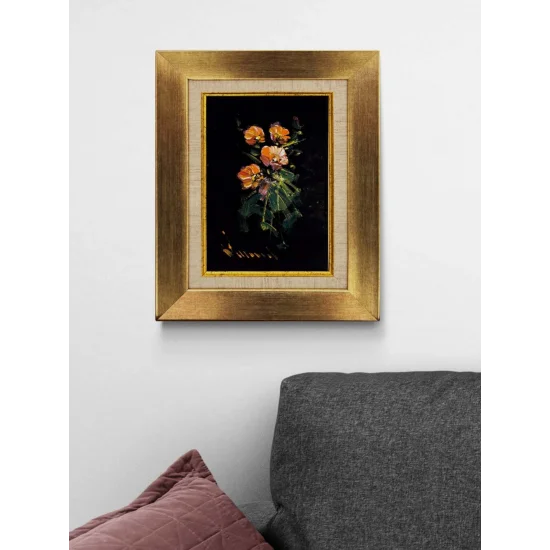 Gecenin Kalbinde Çiçek Yağlı Boya Tablosu