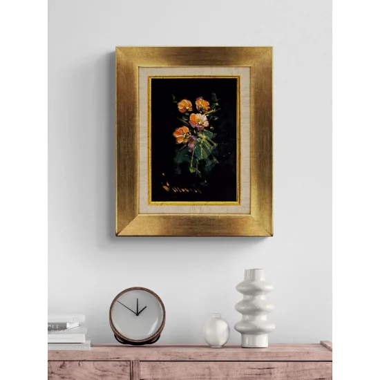 Gecenin Kalbinde Çiçek Yağlı Boya Tablosu