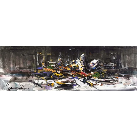 Table Set for the Night Oil Painting