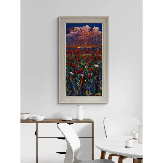 Gelincik Bahçesinde Gece Yağlı Boya Tablosu