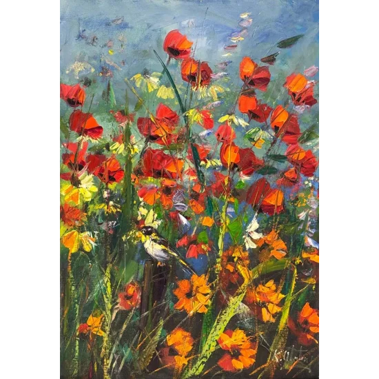 Gelincik Tarlasıda Hatıra Yağlı Boya Tablosu