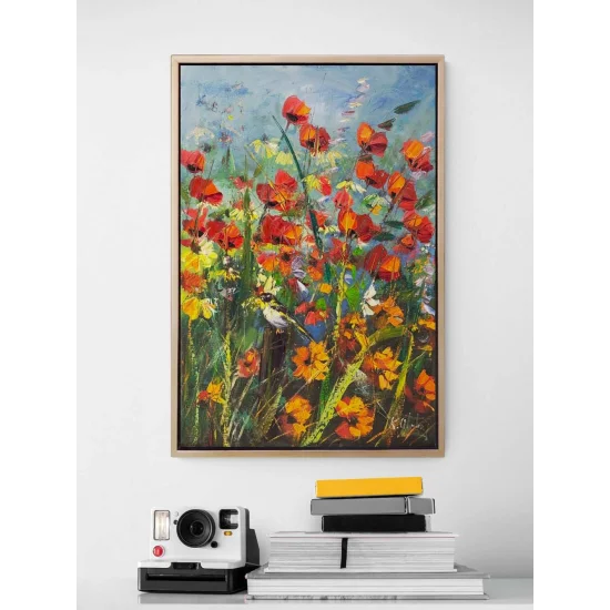 Gelincik Tarlasıda Hatıra Yağlı Boya Tablosu