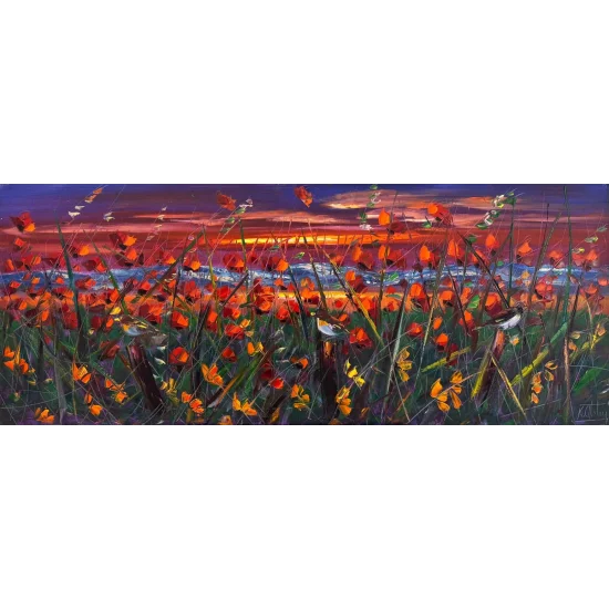 Evening in the Poppy Field Oil Painting
