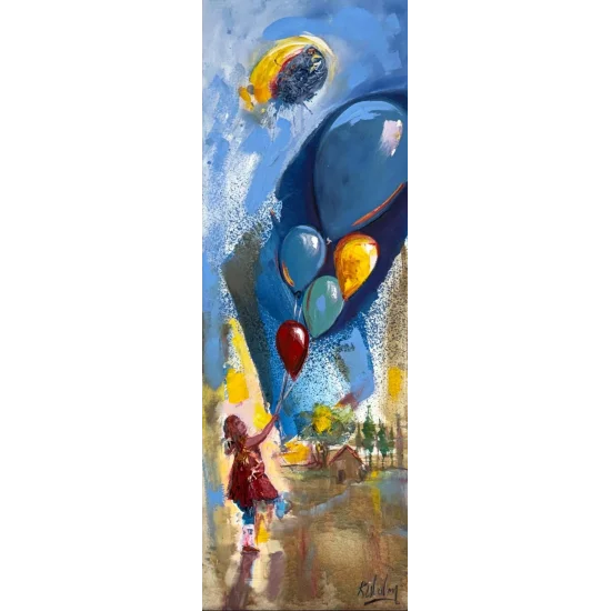 Gökyüzüne Dokunan Çocuk Yağlı Boya Tablosu