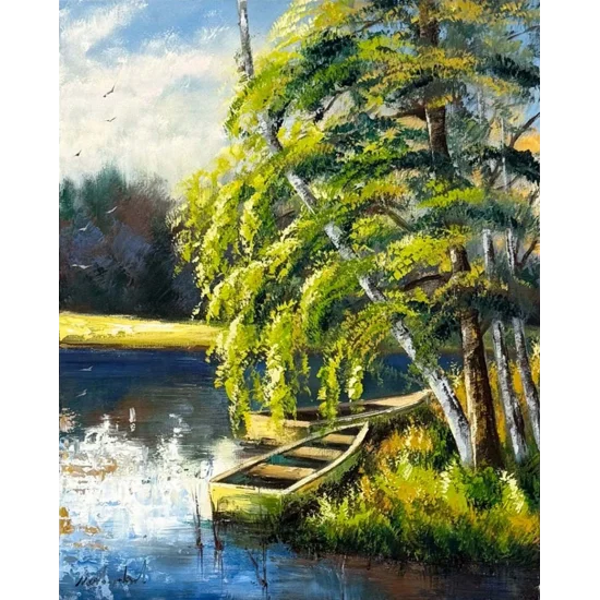 Göl Kıyısında Yağlı Boya Tablosu
