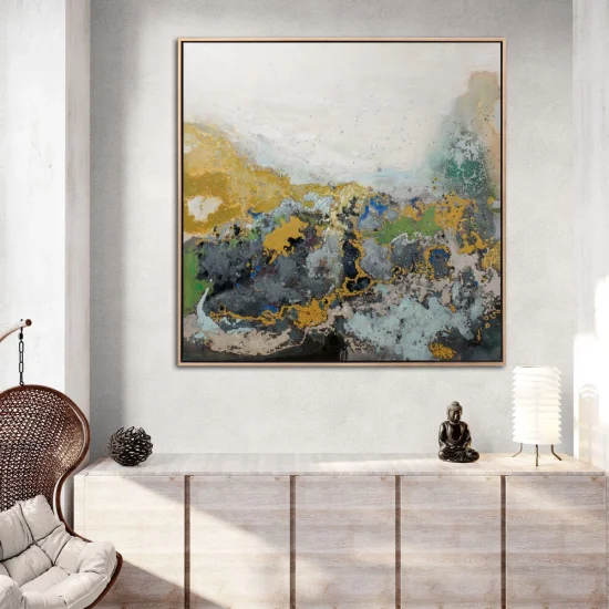 Gold Dalgalar Siparişe Özel Soyut Yağlı Boya Tablo