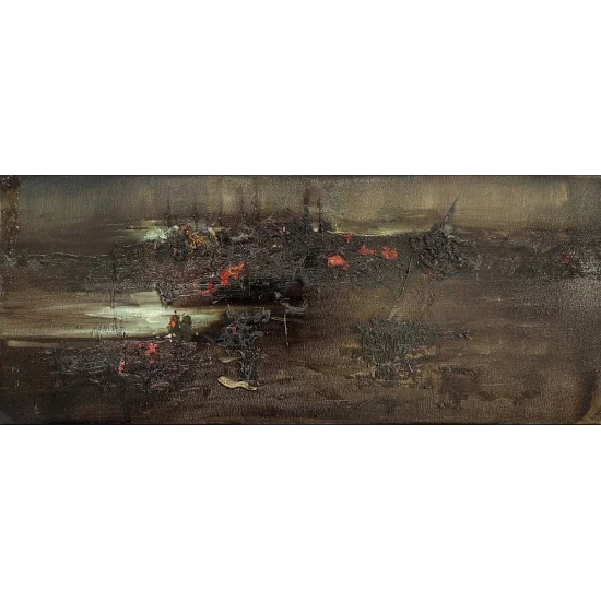 Gri Yansımalar Yağlı Boya Tablosu