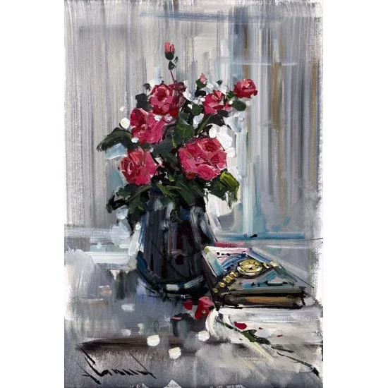Güllerin Sessizliği Yağlı Boya Tablosu