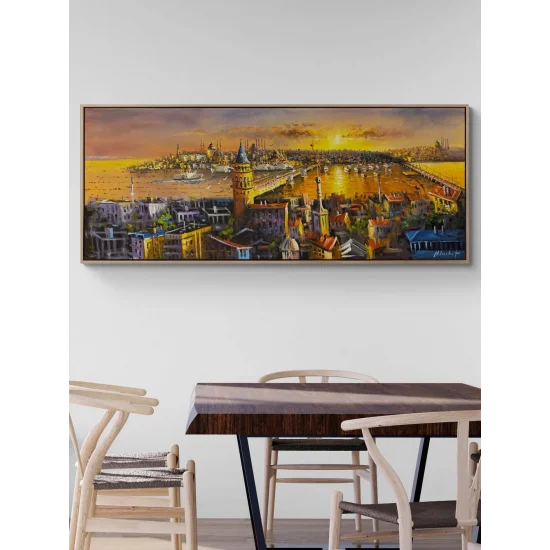 Gün Batarken Galata Yağlı Boya Tablosu