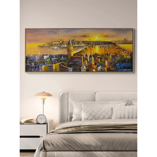 Gün Batarken Galata Yağlı Boya Tablosu