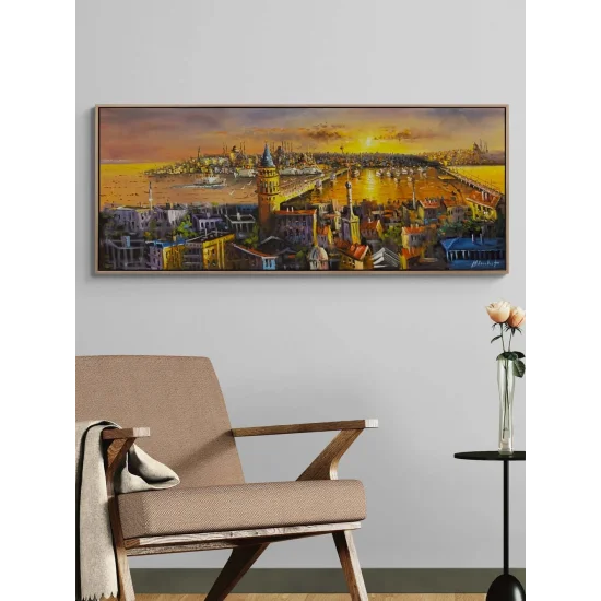 Gün Batarken Galata Yağlı Boya Tablosu