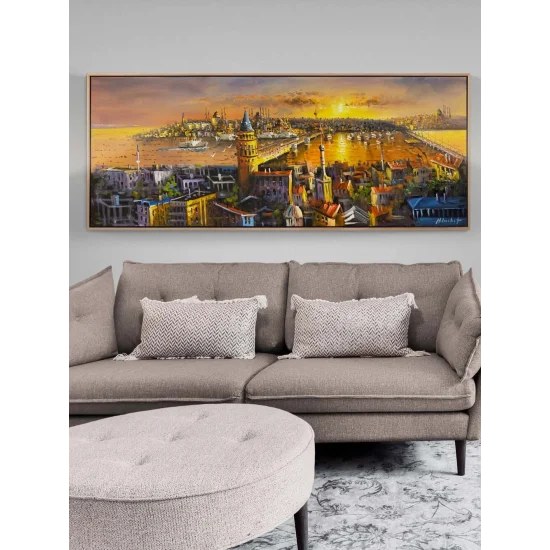 Gün Batarken Galata Yağlı Boya Tablosu