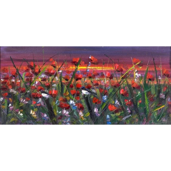 Gün Batımında Gelincikler Yağlı Boya Tablosu