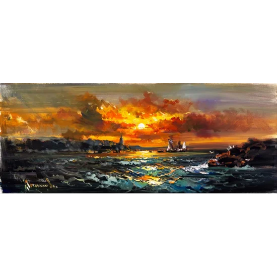 Sea in the Last Light of Day Oil Painting