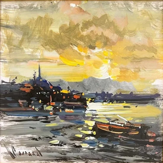 End of the Day Bosphorus Oil Painting