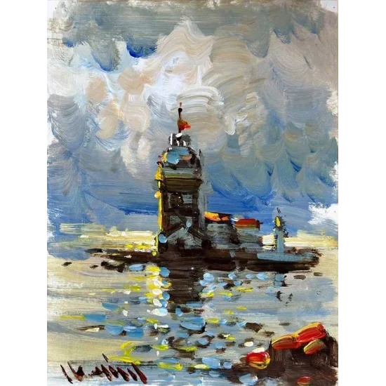 Maidens Tower At Sunset Oil Painting