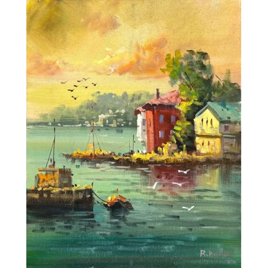 Güneşe Doğru Yalılar Yağlı Boya Tablosu