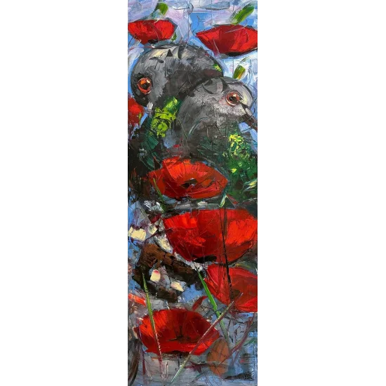 Güvercinler Aşkına Yağlı Boya Tablosu