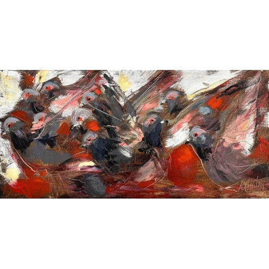 Flight of Pigeons Oil Painting