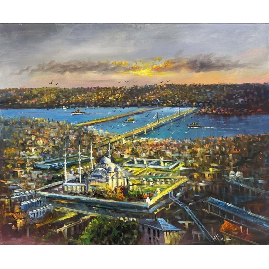 Haliçten Süleymaniye Cami Yağlı Boya Tablosu