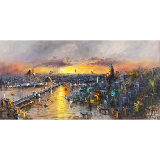 Haliç’in Altın Saati Yağlı Boya Tablosu