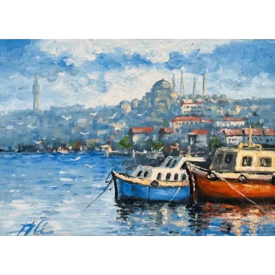 Haliç’te Sessiz Sabah Yağlı Boya Tablosu