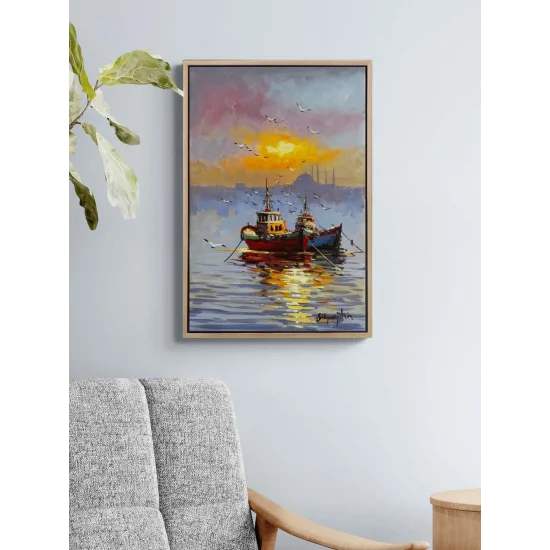 Haliç’te Son Işık Yağlı Boya Tablosu