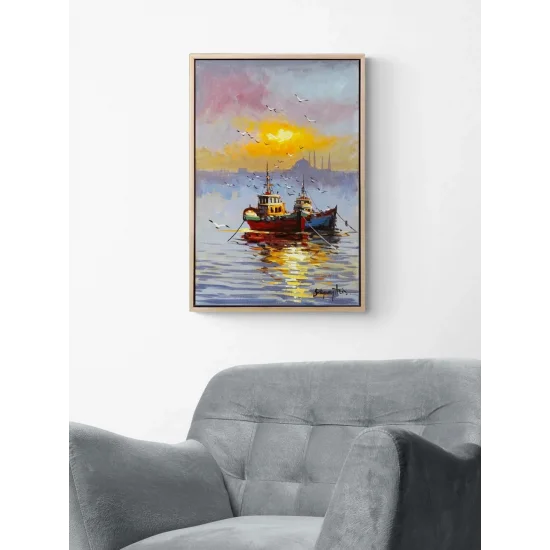 Haliç’te Son Işık Yağlı Boya Tablosu